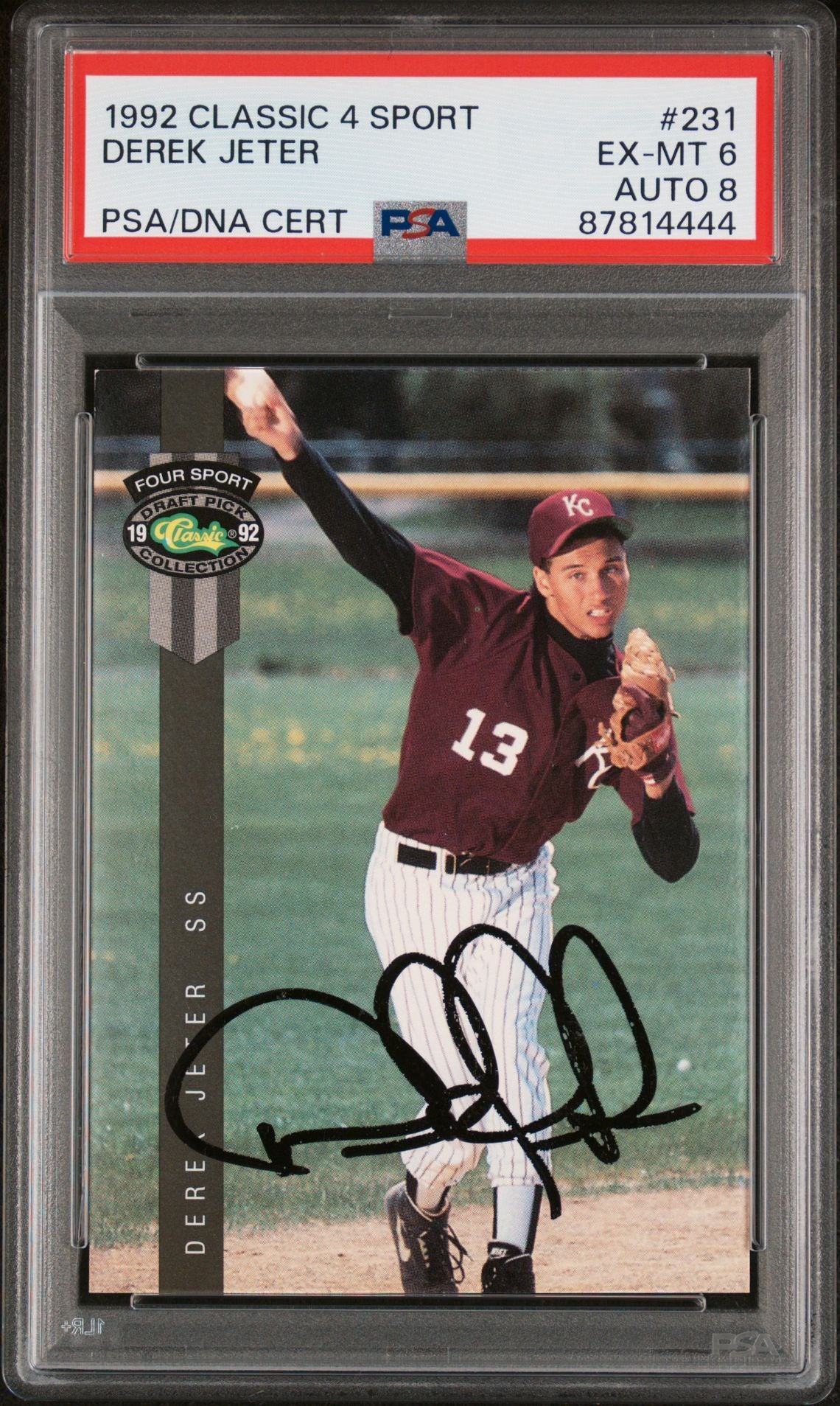 1992 Classic 4 Sport Derek Jeter RC #231 PSA/DNA Auto!