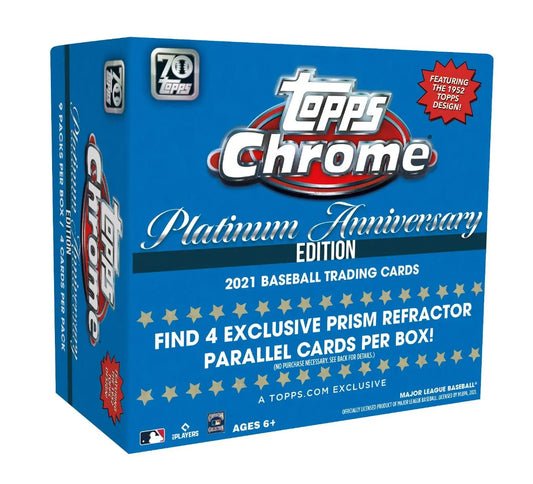 2021 Topps Chrome Platinum Anniversary Edition Baseball Mega Box (Blue Box)