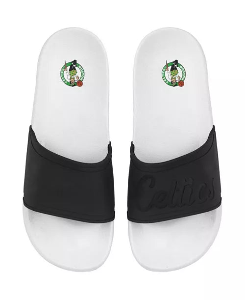 FOCO Boston Celtics Script Wordmark Slide Sandals (Women's L 9-10)