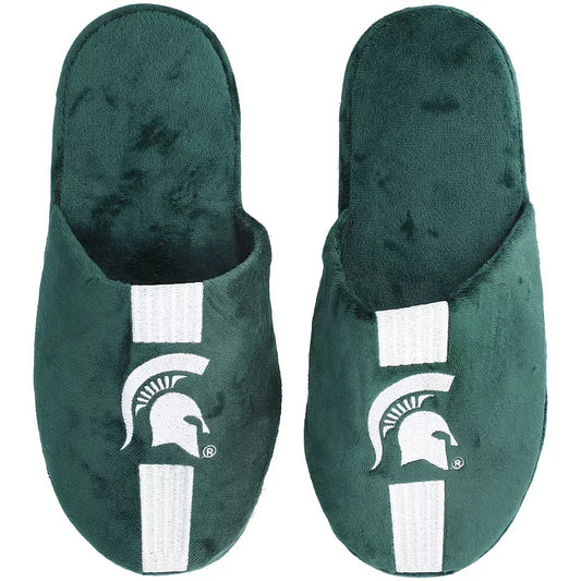 FOCO Michigan State Spartans Striped Team Slippers (Men's M 3-4)