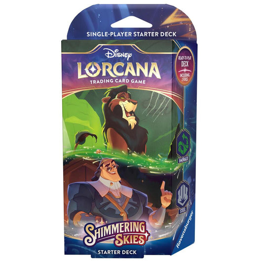 Disney Lorcana Shimmering Skies Starter Deck! New! Purchase is for one new and sealed Emerald and Steel starter deck.