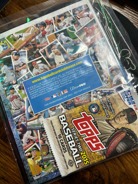 2015 Topps Baseball Card Collector's Kit! Album & Sealed Series 2 Pack! New!