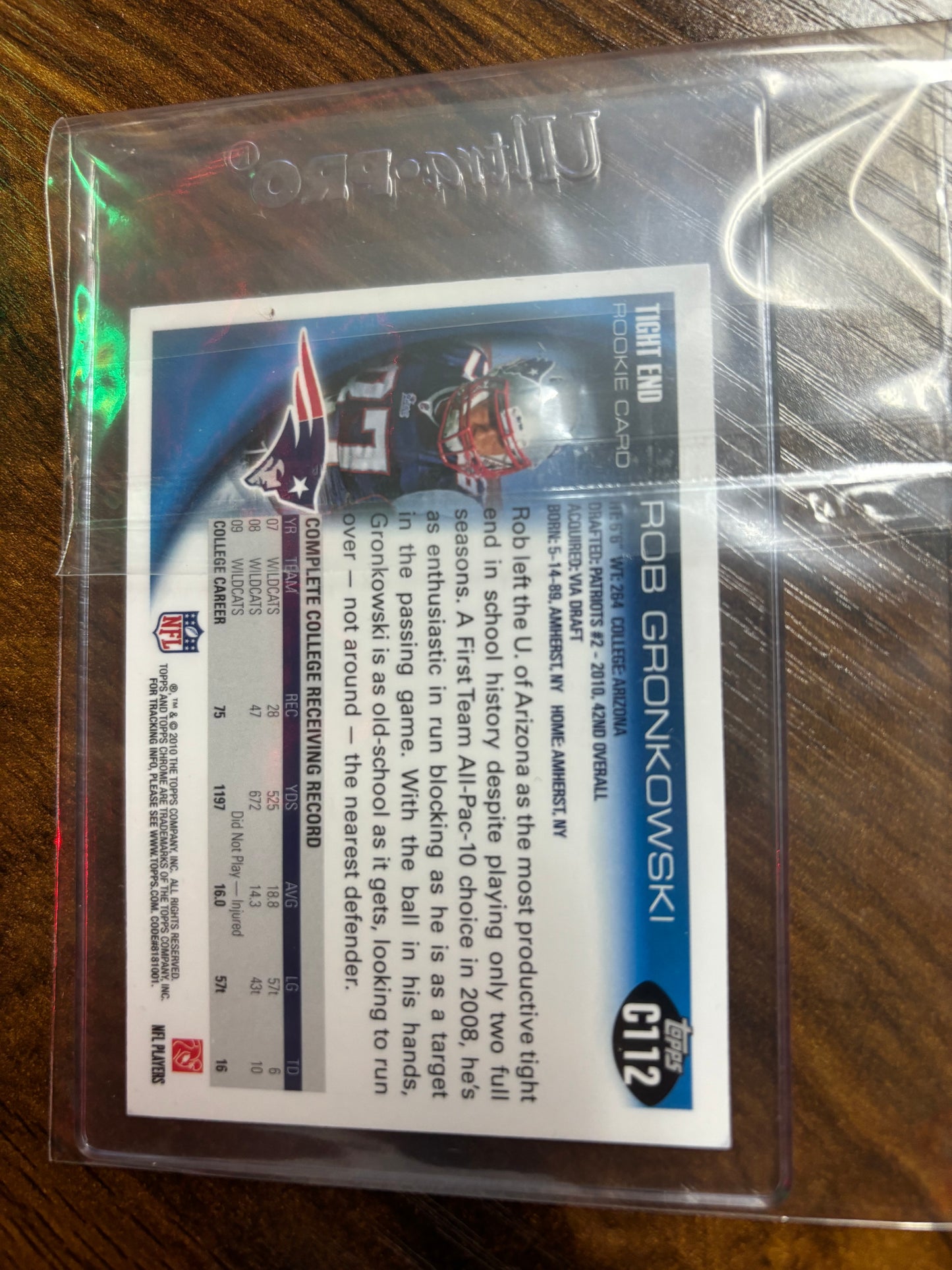 2010 Rob Gronkowski Football Rookie Card #C112 Topps Chrome RC Patriots NFL.