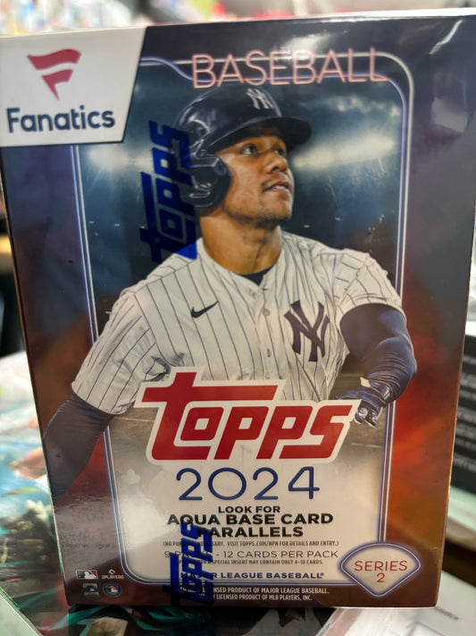 2024 Topps Series 2 Fanatics Exclusive Factory Sealed Value Box. 9 packs!! Aqua Inserts!