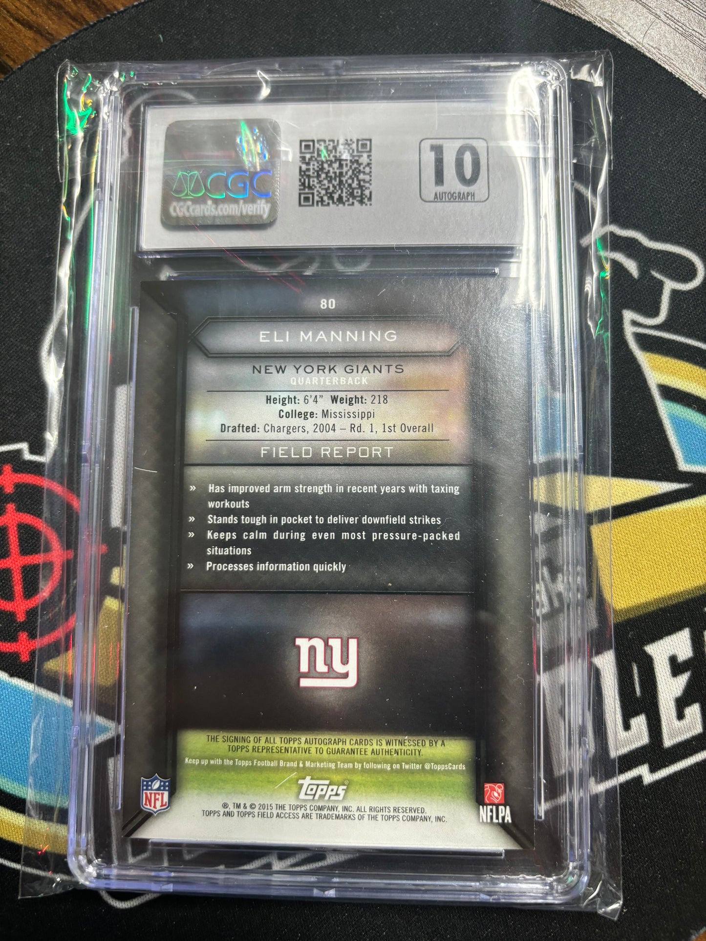 2015 Topps Field Access Autographs Eli Manning Graded 10/9!