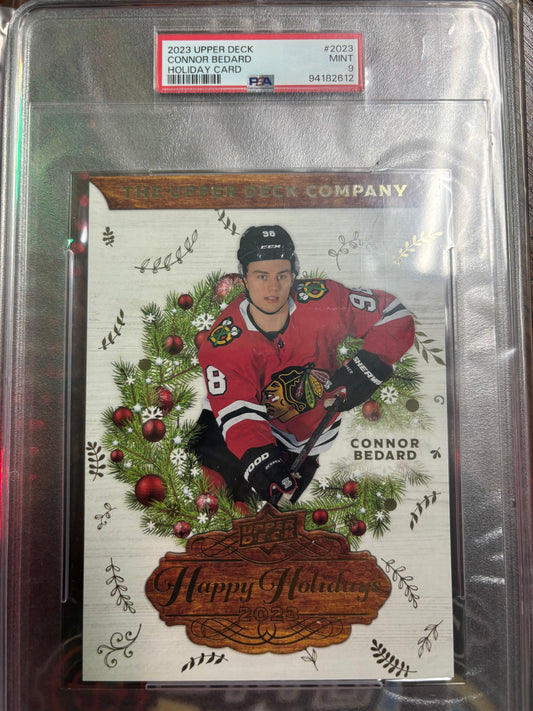 2023 Upper Deck Connor Bedard Holiday Card! PSA 9! POP 1 NONE HIGHER.