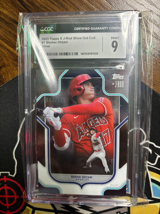 2023 Topps J-Rod Show Out Collection. Shohei Ohtani Silver. Limited 064/199. Graded CGC 9.