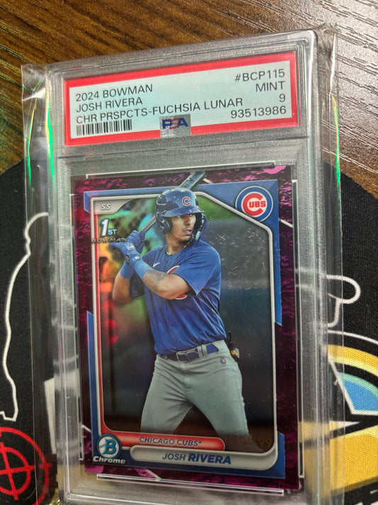 2024 Bowman Chrome Josh Rivera 1st Bowman Fuschia Lunar PSA 9.