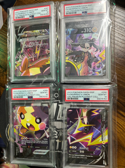 2023 Pokemon Sword and Shield Morpeko V Union Promo Card Bundle! PSA 10 x 4 with Promo Card!