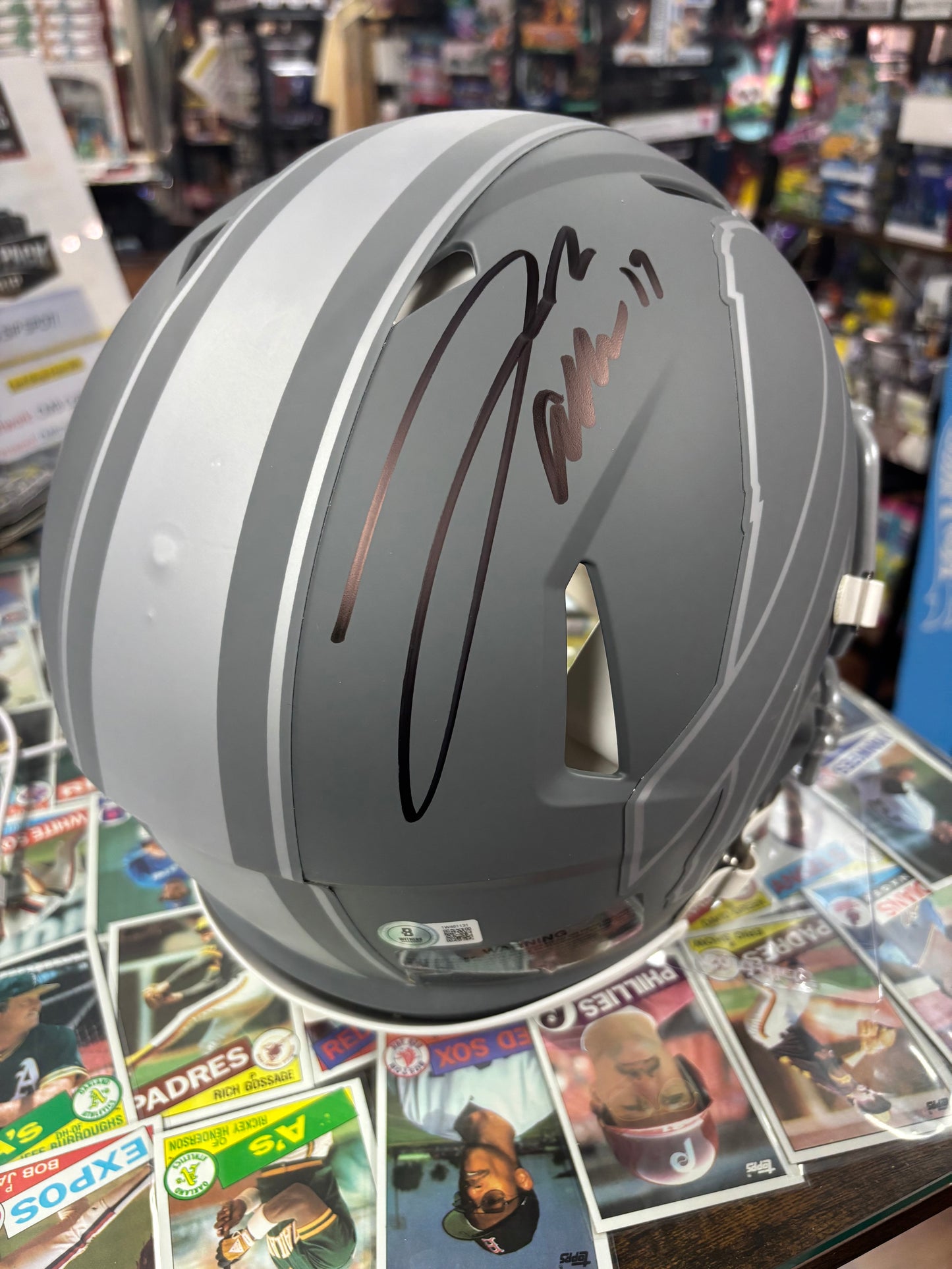 Josh Allen Buffalo Bills Full Size Riddell Lunar Pro Autographed Helmet with a Beckett COA!