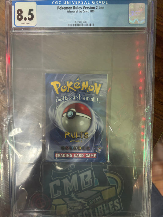 Pokemon Rules Version 2 WTC 1999 CGC Graded 8.5!