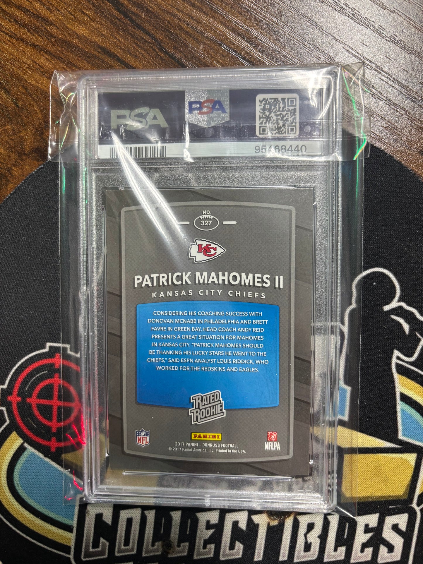 2017 Panini Donruss Patrick Mahomes Rated Rookie #327 PSA 8!