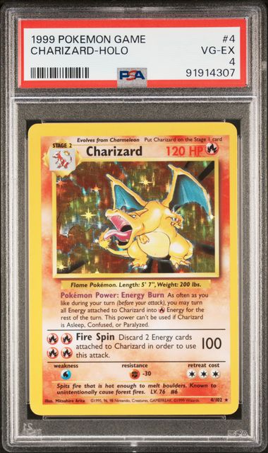 1999 Pokemon Game Charizard Holo #4 PSA 4.