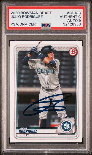 2020 Bowman Draft Julio Rodriguez Auto Dual Cert! #BD188. PSA 9!