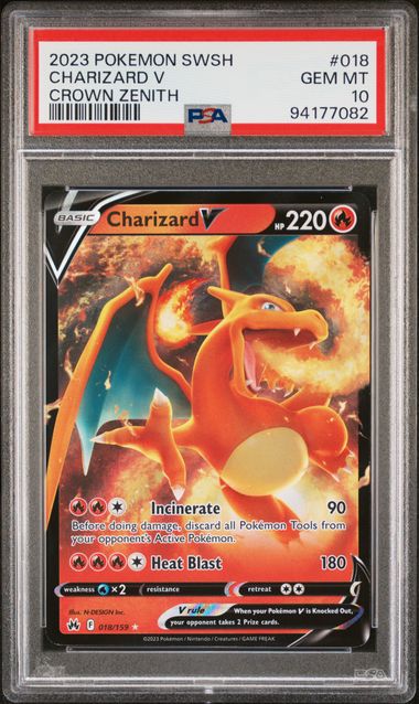 2023 Pokemon Charizard V SWSH Crown Zenith #018 Graded PSA GEM 10!