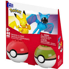 Pokemon Mega Construx Pokeball Pikachu & Zubat Set. New.