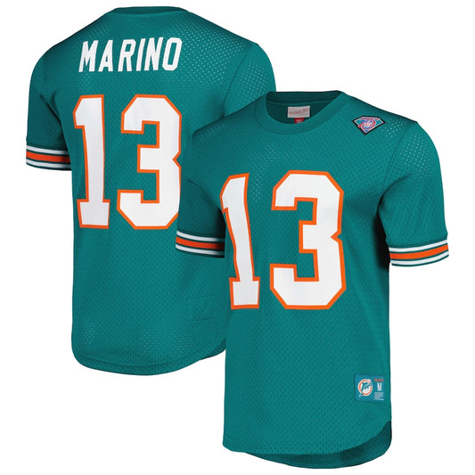 Dan Marino Miami Dolphins Mitchell & Ness Retired Player Name & Number Mesh Top - Aqua. New.