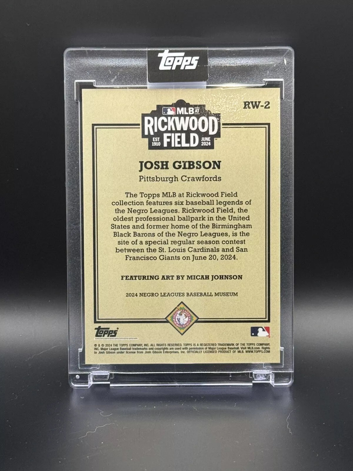 2024 Topps MLB Rickwood Field Josh Gibson #RW-2!