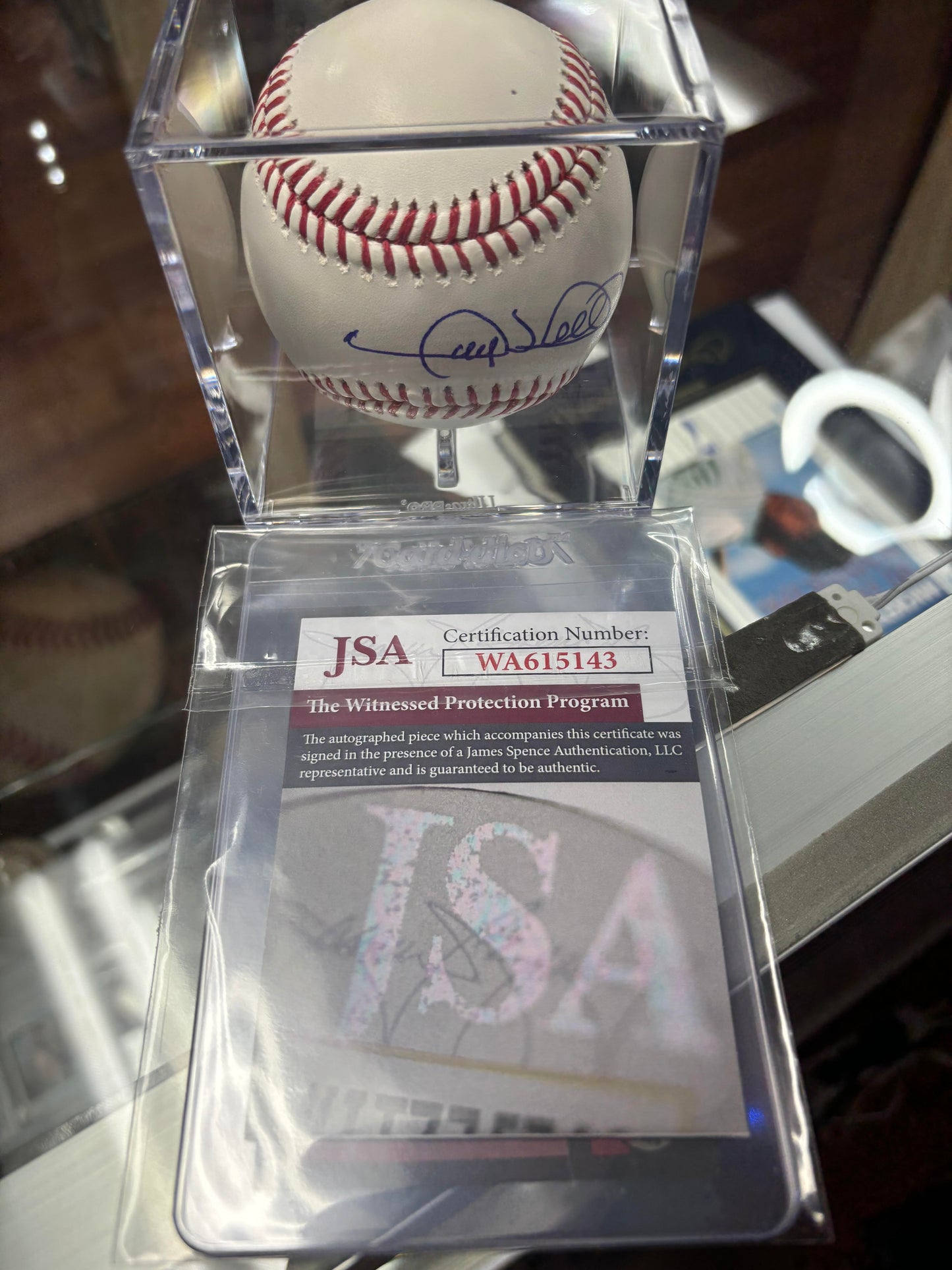 Gary Sheffield Autographed Ball Display w card. JSA COA.