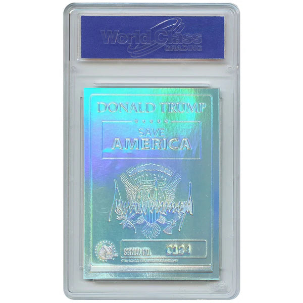 DONALD TRUMP Silver Prism Hologram Signature Edition Sculpted Card Limited. Graded 10.