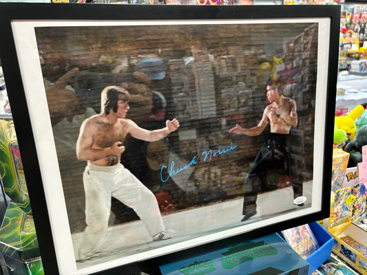 Chuck Norris Autographed 11x14 Photo w JSA COA Fighting Bruce Lee! Framed!