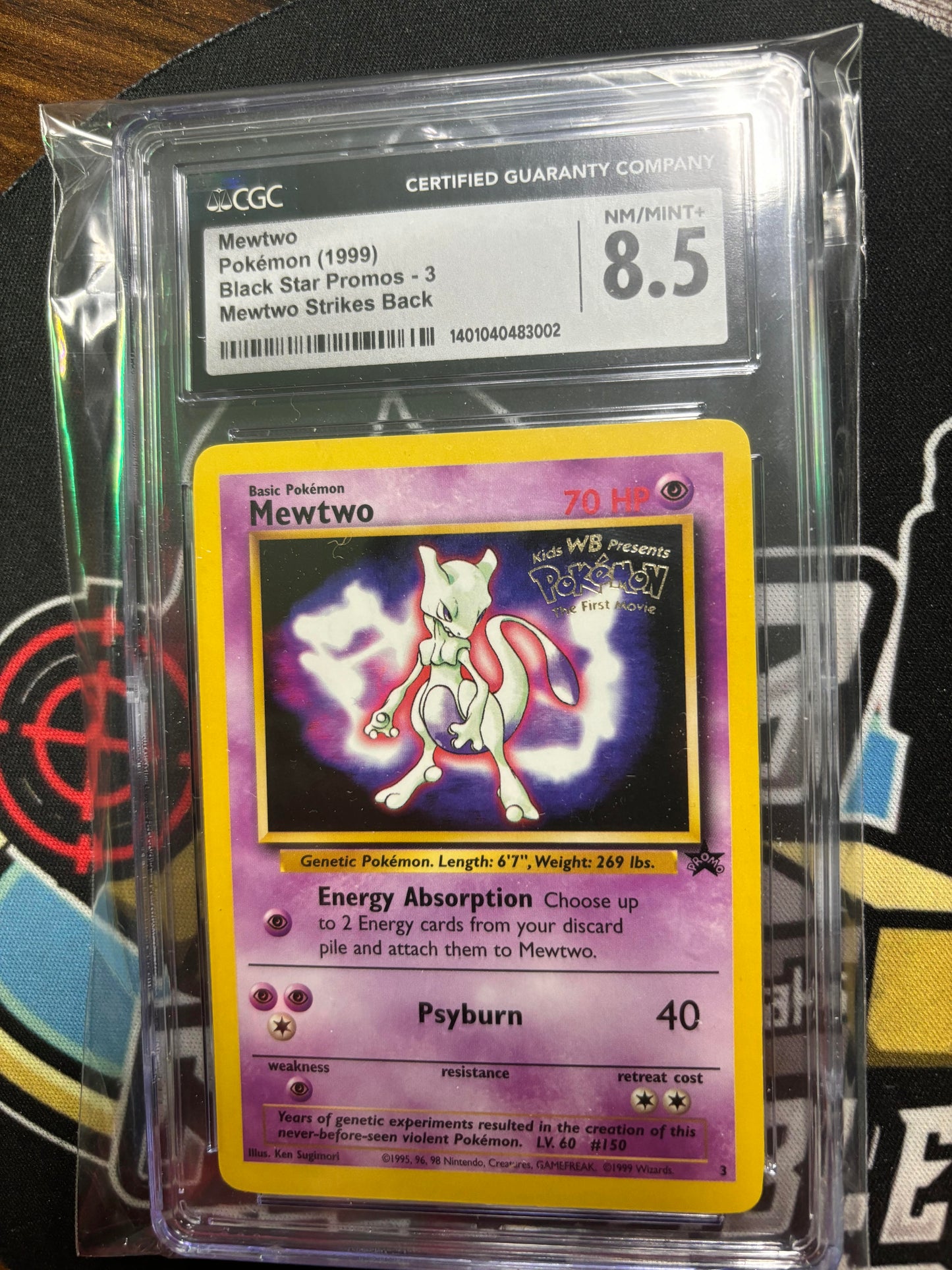 1999 Pokemon MewTwo Black Star Promos3. Mewtwo strikes back! CGC Graded 8.5!