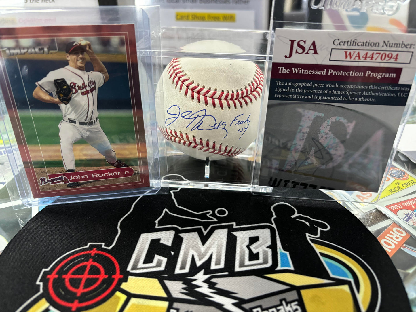 John Rocker Signed "F**K NY" Baseball Display w Card & JSA COA.