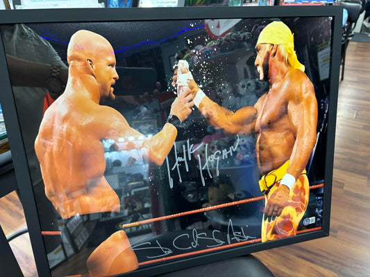 Hulk Hogan & Stone Cold Steve Austin Dual Signed Photo! Beckett COA!