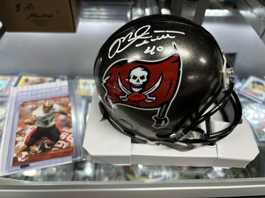 Mike Allstot Tampa Bay Buccaneers Autographed Throw Back Mini Helmets. Dual COA w RC!