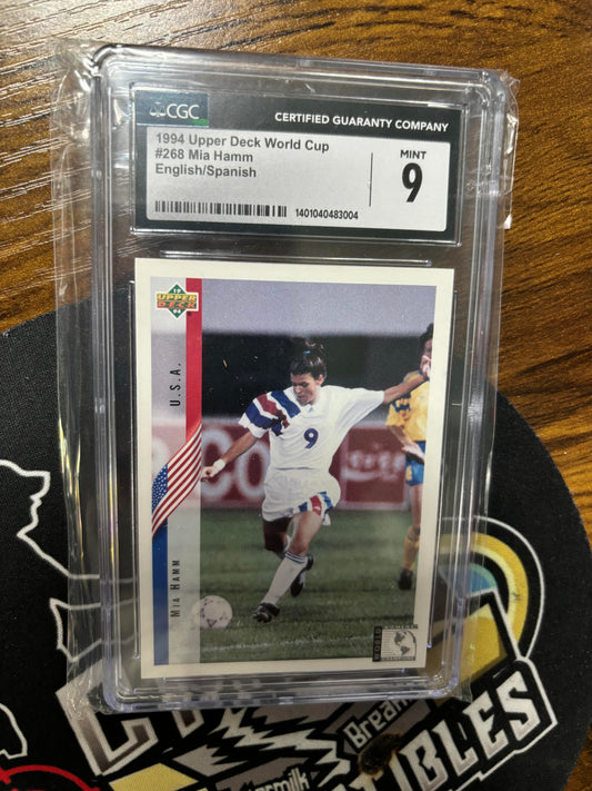 1994 Upper Deck WC Mia Hamm RC #268 Eng/Spanish Graded 9!