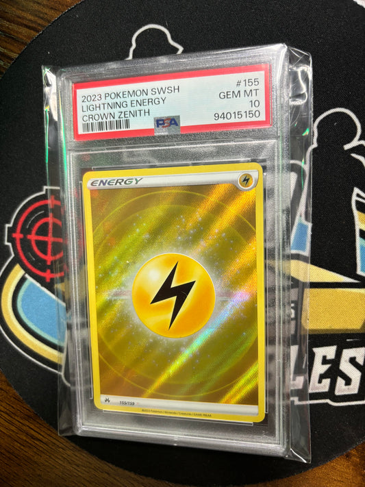 2023 Pokemon Sword and Shield Lightning Energy Crown Zenith #155 PSA 10!