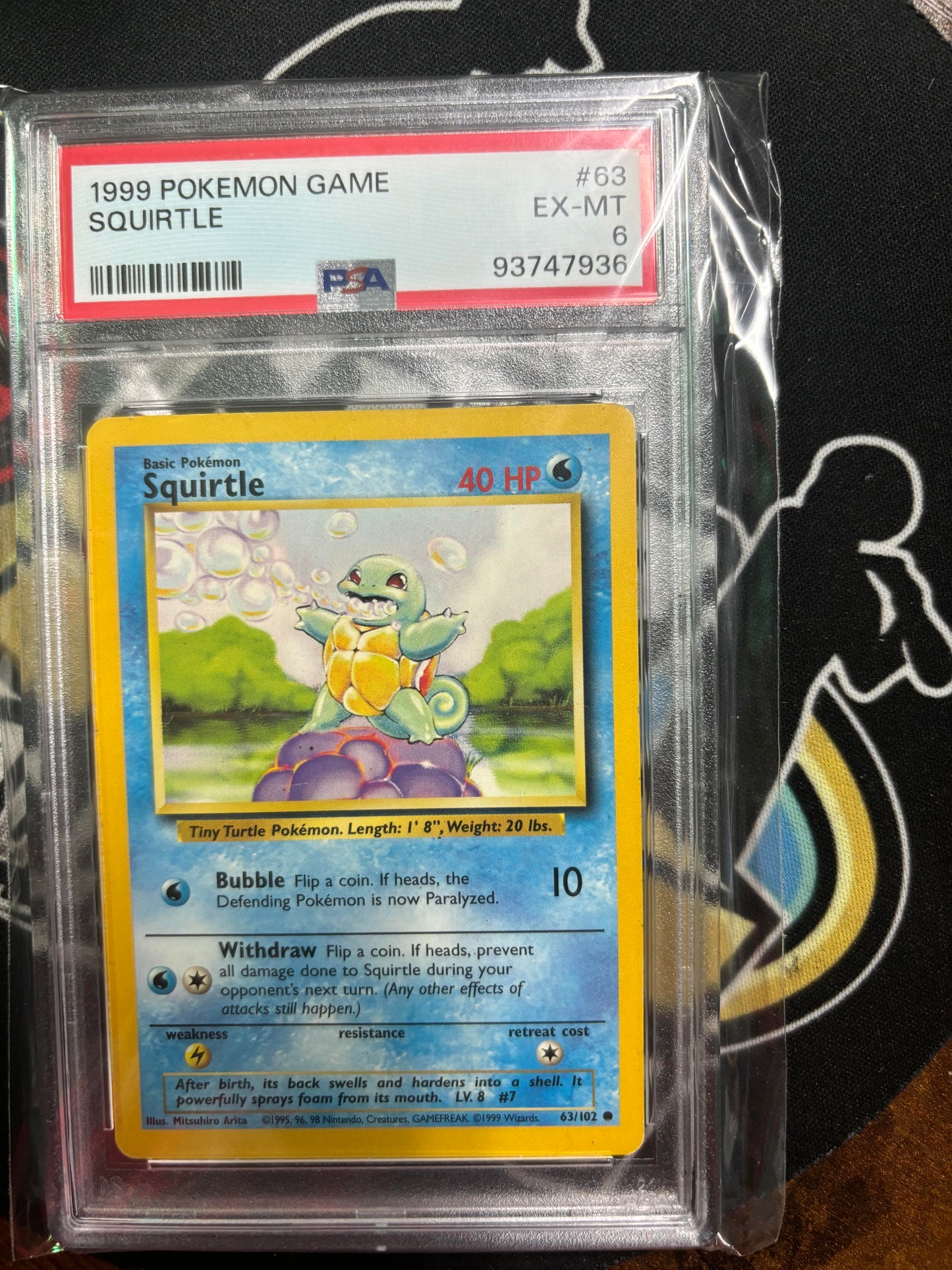 1999 Pokemon Game Squirtle #63 Graded PSA 6!