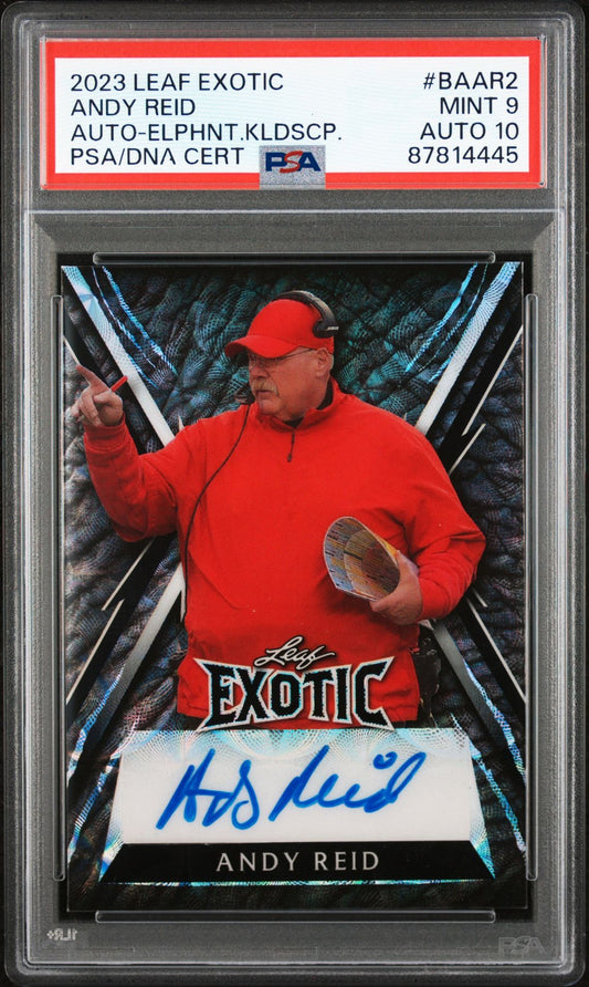 2023 Leaf Exotic Andy Reid Elephant Scope Prizm Refractor Autograph Limited! 6 of 6! PSA 10/9!